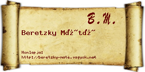 Beretzky Máté névjegykártya